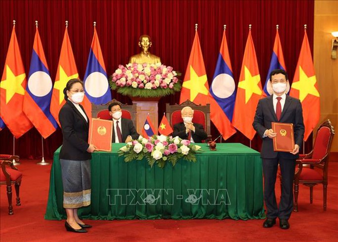 Tổng Bí thư Nguyễn Phú Trọng và Tổng Bí thư, Chủ tịch nước Lào hội đàm - Ảnh 2.