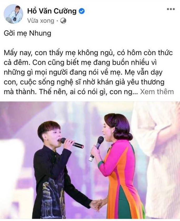 Hồ Văn Cường viết tâm thư gửi mẹ nuôi Phi Nhung giữa thị phi - Ảnh 1.