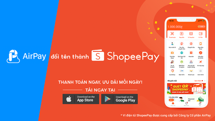Ví AirPay đổi tên thành ShopeePay, gia tăng nhận diện thương hiệu - Ảnh 1. Ví AirPay đổi tên thành ShopeePay, gia tăng nhận diện thương hiệu - Ảnh 1.