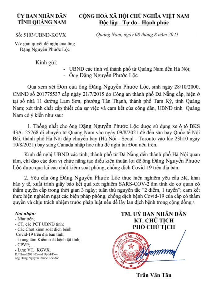 Quảng Nam thông tin về văn bản cho Bí thư Tam Kỳ chở con ra Hà Nội sang Mỹ du học - Ảnh 3.