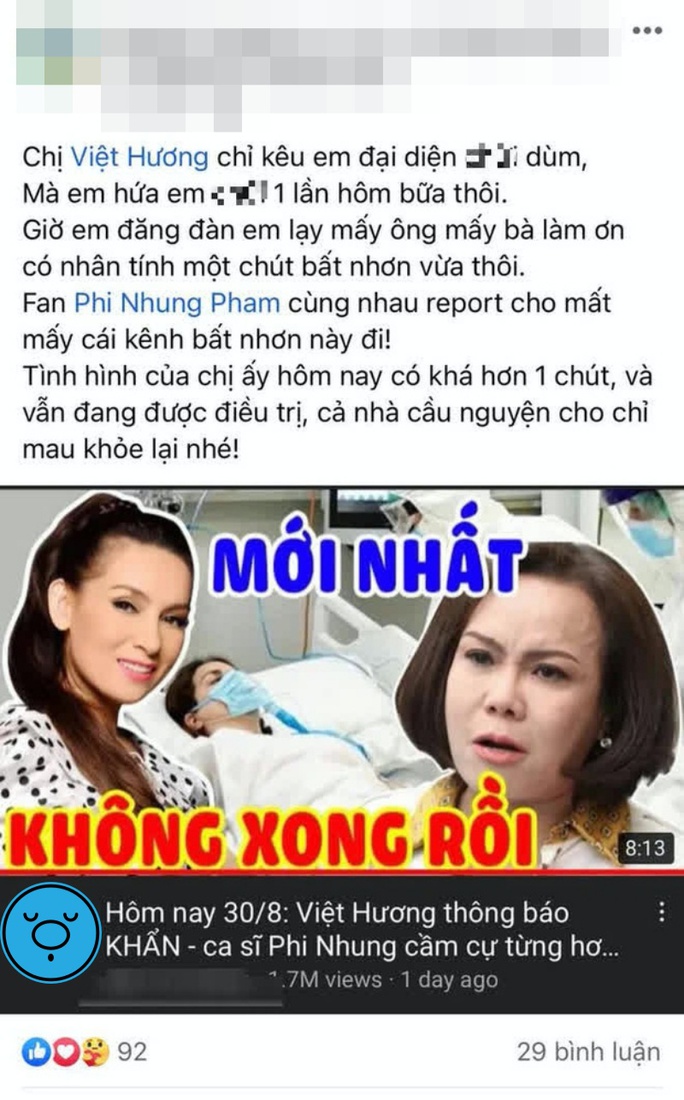 Phía Việt Hương nói gì về thông tin Phi Nhung cầm cự từng hơi thở? - Ảnh 1.