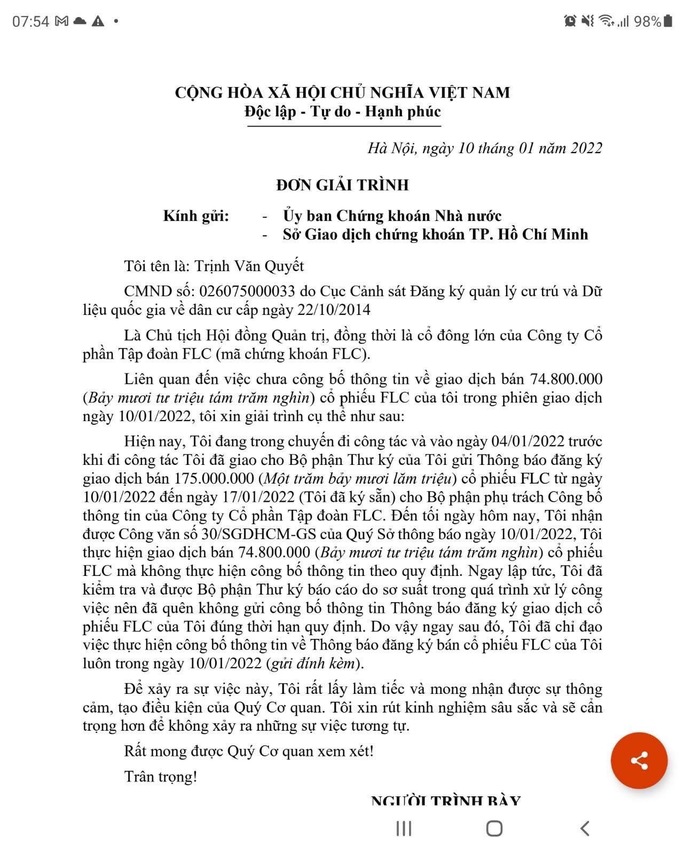 Xem xét xử phạt ông Trịnh Văn Quyết vì bán chui gần 75 triệu cổ phiếu FLC - Ảnh 1.
