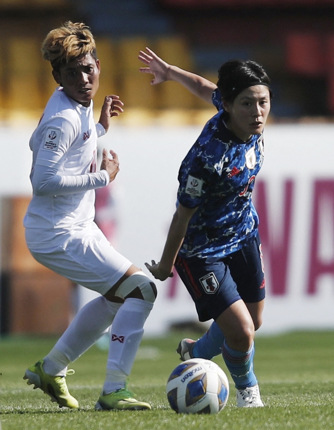 VCK Asian Cup 2022: ĐKVĐ Nhật Bản thắng đậm tuyển nữ Myanmar - Ảnh 1.