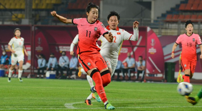 VCK Asian Cup 2022: Tuyển nữ Việt Nam thất bại trận ra quân - Ảnh 1.