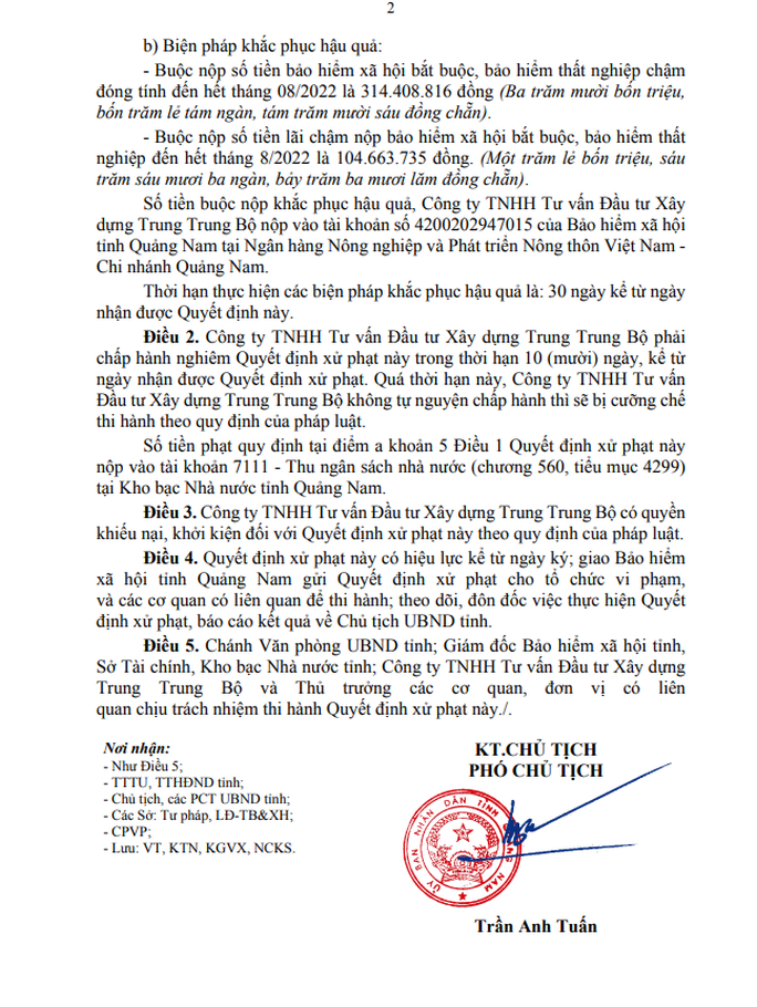 Quảng Nam phạt Công ty Trung Trung Bộ 84 triệu, buộc nộp khắc phục hơn 419 triệu đồng - Ảnh 2.
