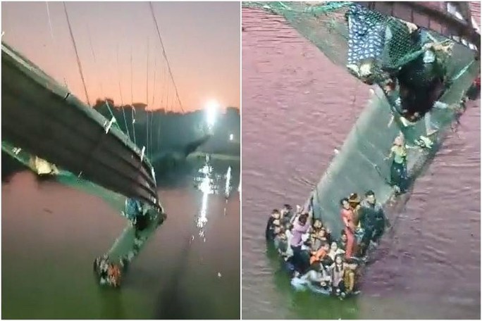 Vụ sập cầu treo 132 người chết ở Ấn Độ: Vì sao cầu vừa trùng tu xong đã sập? - Ảnh 1.