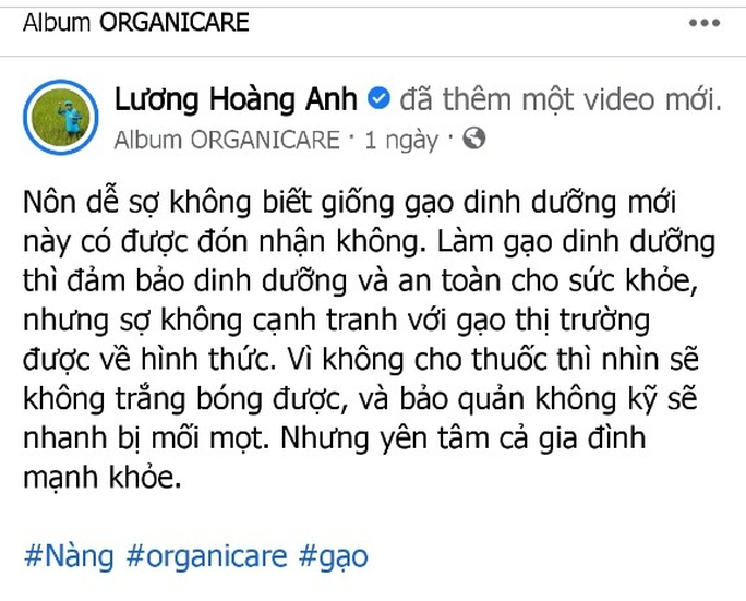 Facebooker Lương Hoàng Anh âm thầm xóa các bài viết chê gạo thị trường có thuốc”? - Ảnh 2.