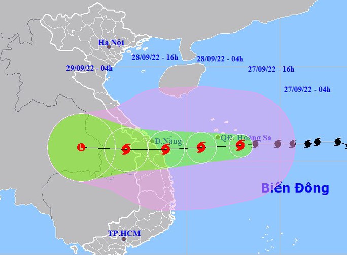 Siêu bão Noru dự báo giật cấp 16 đổ bộ vào miền Trung lúc rạng sáng 28-9