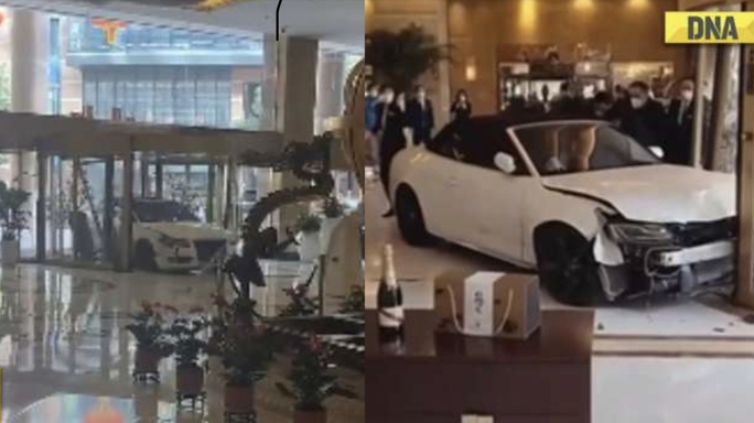 Trung Quốc: Vị khách lao ôtô phá cửa kính, đại náo sảnh khách sạn - Ảnh 1.