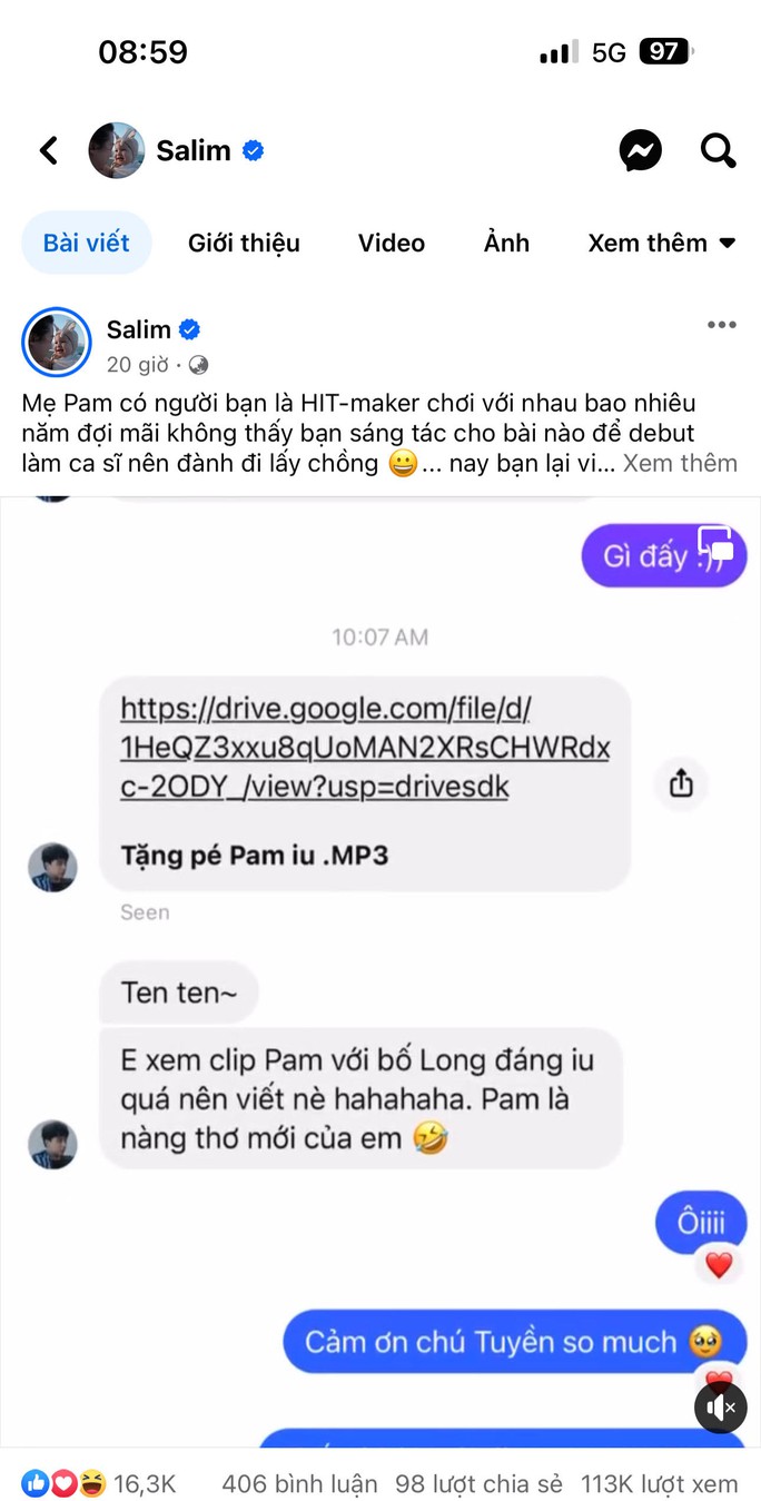 Pam nhà Salim được Hứa Kim Tuyền sáng tác riêng một bài hát - Ảnh 3. Pam nhà Salim được Hứa Kim Tuyền sáng tác riêng một bài hát - Ảnh 3.