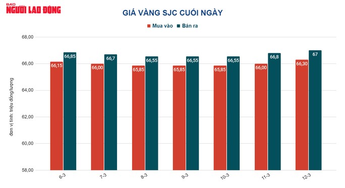 Giá vàng hôm nay 13-3: Vàng SJC, vàng nhẫn đồng loạt tăng giá - Ảnh 2.