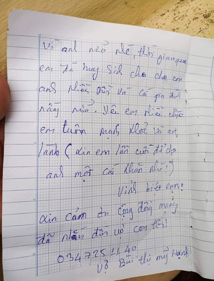 Công an triệu tập người để lại dép và thư tuyệt mệnh gửi vợ yêu trên cầu - Ảnh 2.