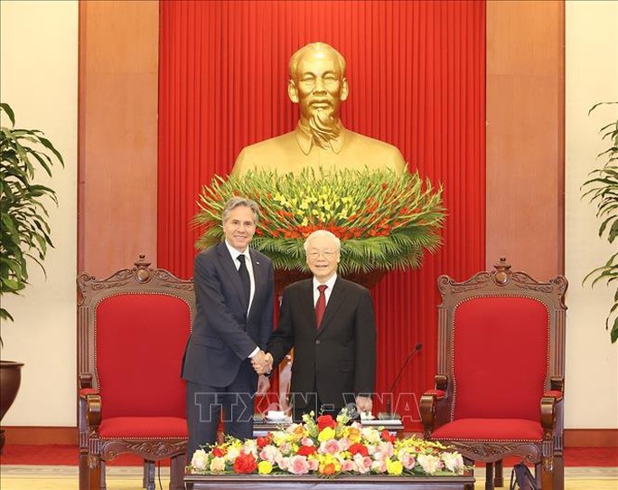 Những hình ảnh Tổng Bí thư Nguyễn Phú Trọng tiếp Ngoại trưởng Mỹ Antony Blinken - Ảnh 3.