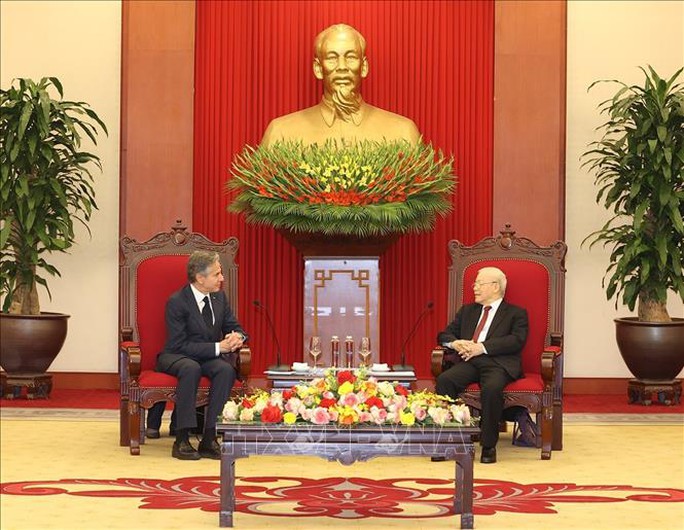 Những hình ảnh Tổng Bí thư Nguyễn Phú Trọng tiếp Ngoại trưởng Mỹ Antony Blinken - Ảnh 4.