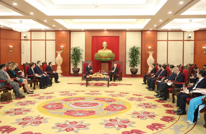 Những hình ảnh Tổng Bí thư Nguyễn Phú Trọng tiếp Ngoại trưởng Mỹ Antony Blinken - Ảnh 4.