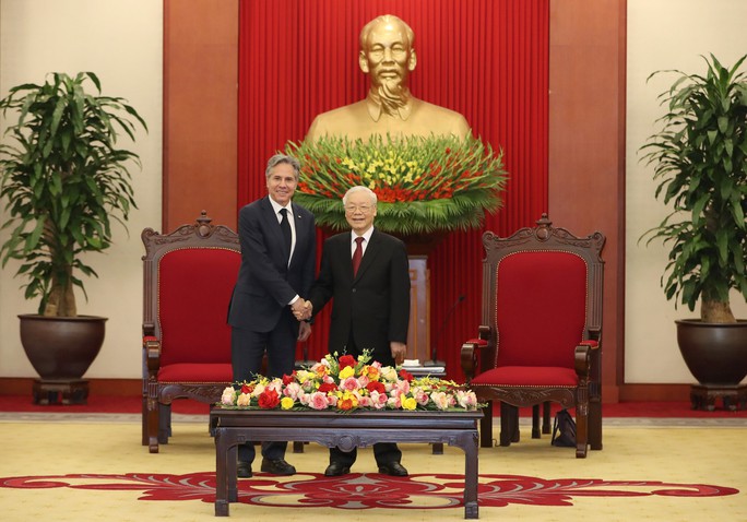 Những hình ảnh Tổng Bí thư Nguyễn Phú Trọng tiếp Ngoại trưởng Mỹ Antony Blinken - Ảnh 3.