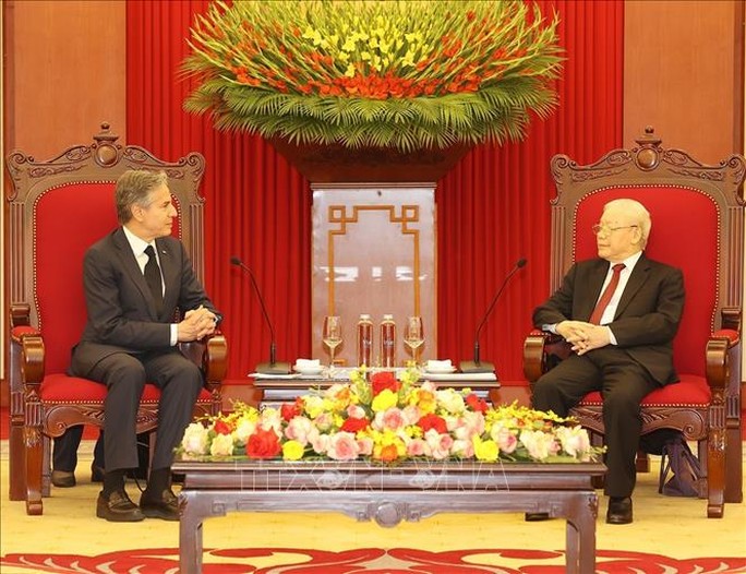 Những hình ảnh Tổng Bí thư Nguyễn Phú Trọng tiếp Ngoại trưởng Mỹ Antony Blinken - Ảnh 5.