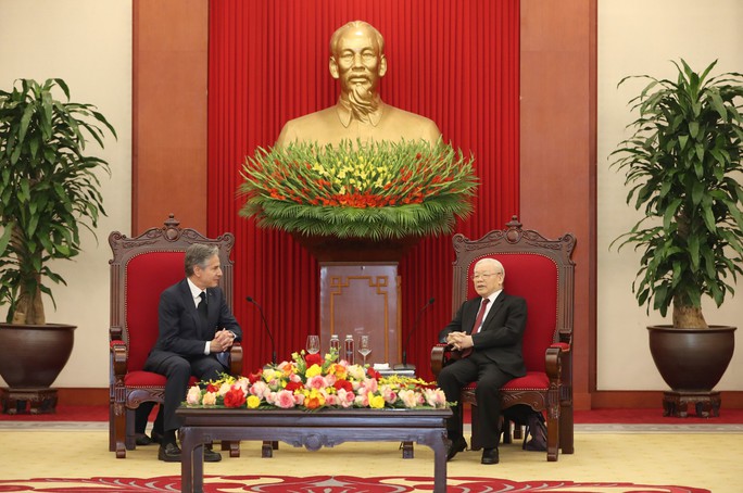 Những hình ảnh Tổng Bí thư Nguyễn Phú Trọng tiếp Ngoại trưởng Mỹ Antony Blinken - Ảnh 6.