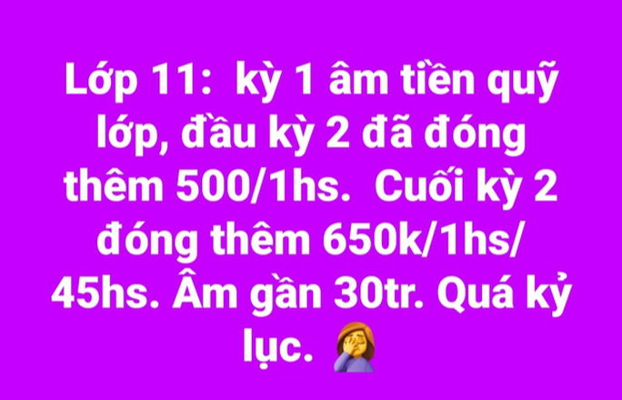 Diễn biến mới vụ: Gần hè, lùm xùm việc một lớp học bất ngờ bị âm 30 triệu đồng tiền quỹ? - Ảnh 2.