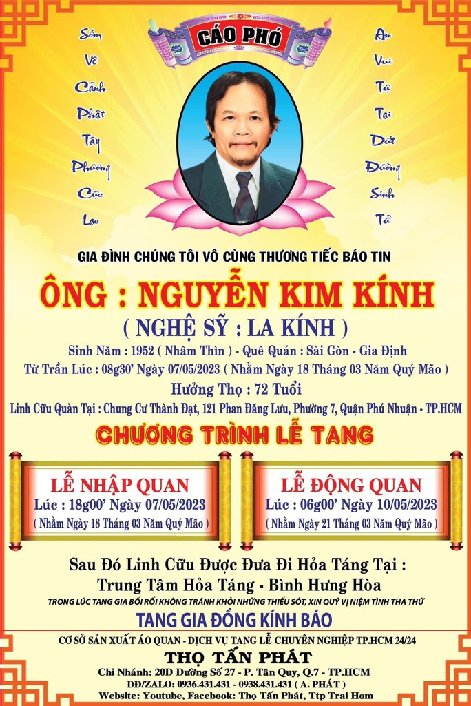 Nghệ sĩ La Kính qua đời, thọ 72 tuổi - Ảnh 5.