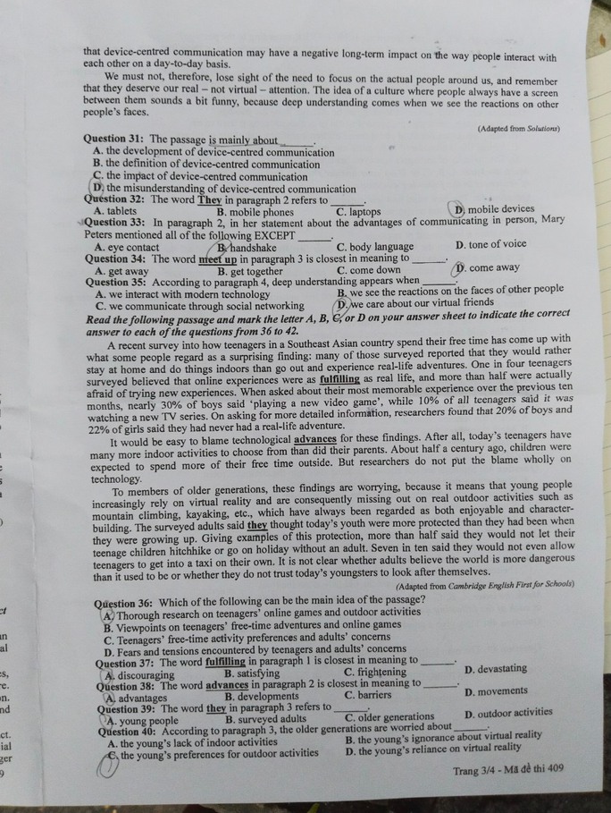 Chi tiết đề thi, giải đề thi môn tiếng Anh - Ảnh 3.