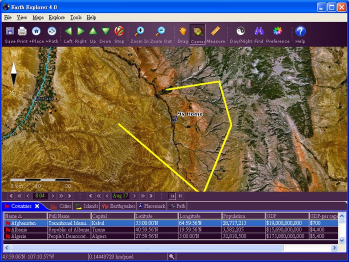 Giao diện phần mềm Earth Explorer