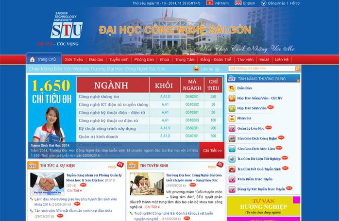 Website Trường ĐH Công Nghệ Sài Gòn