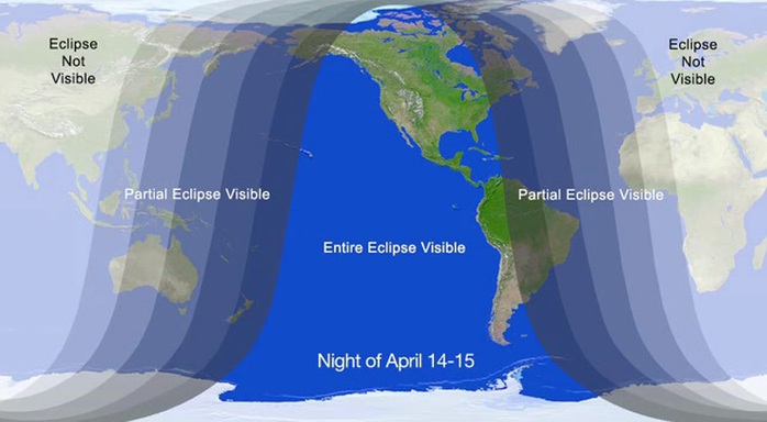 Bản đồ minh họa những khu vực thế giới nhìn thấy nhật thực. Ảnh: Space.com