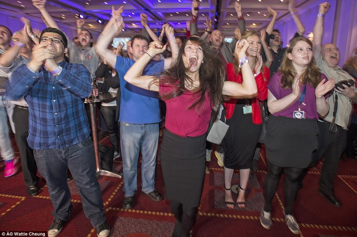 As Mr Salmonds supporters faced the grim prospect of defeat, the Better Together party in Glasgow was in full swing as the results pointed to a convincing victory for the pro-Union movement