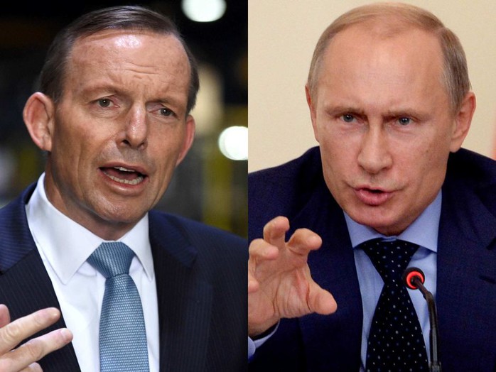 Thủ tướng Úc Tony Abbott (trái) sẽ gặp Tổng thống Nga Vladimir Putin vào ngày 11-11 tới. Ảnh: AAP, Reuters