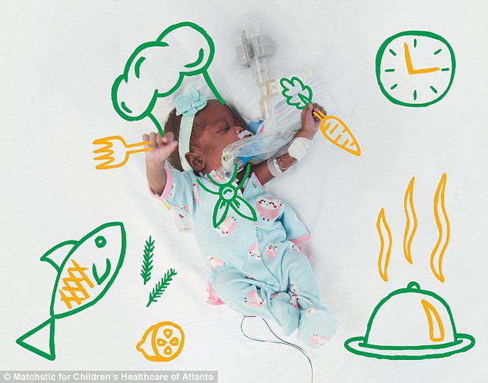 Seeing the future: The parents of baby Arianna (pictured) were given a glimpse of her potential when the nurses made it look like she was a professional chef