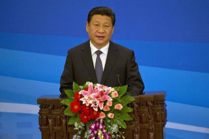 Chủ tịch Trung Quốc Tập Cận Bình phát biểu tại Đại lễ đường Nhân dân ở Bắc Kinh hôm 5-6-2014. Ảnh: Reuters