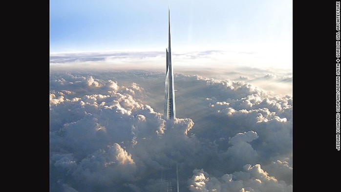 Tháp Kingdom Tower khi hoàn thiện sẽ có độ cao 1.000m. Ảnh: CNN