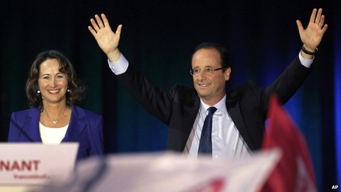 Francois Hollande and Segolene Royal on the presidential campaign trail together in Rennes, western France, 4 April 2012 