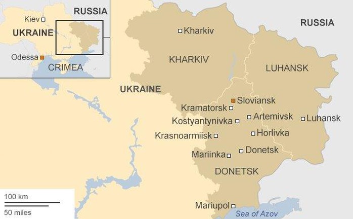 Map showing eastern Ukraine