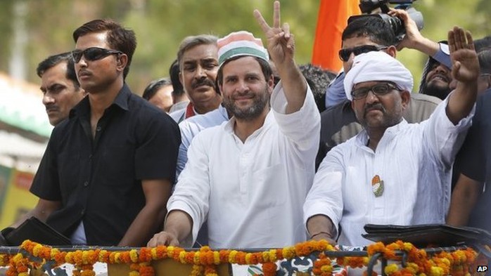 Đảng Quốc đại Ấn Độ với ứng cử viên Rahul Gandhi đã thừa nhận thất bại trước Đảng đối lập BJP. Ảnh: AP