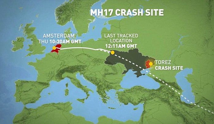 Nếu chọn hành trình bay tránh không phận Ukraine, MH17 sẽ tốn thêm 66 USD cho mỗi hành khách. Ảnh: Daily Mail