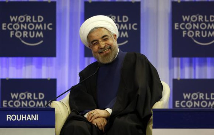 Tổng thống Iran Hassan Rouhani tại cuộc họp thường niên của Diễn đàn Kinh tế Thế giới (WEF) tại Davos ngày 23-1. Ảnh: Reuters