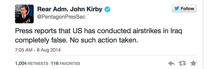 Ông John Kirby bác bỏ thông tin Mỹ không kích Iraq