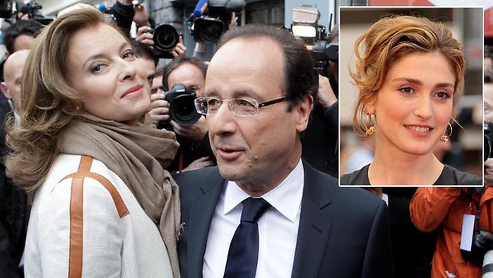 Tổng thống Pháp đã kết thúc với bà Valerie Trierweiler (bìa trái). Ảnh nhỏ là nữ diễn viên Julie Gayet. Ảnh: AP