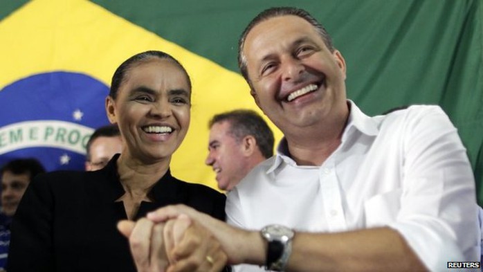 Cựu Bộ trưởng Môi trường Brazil Marina Silva (trái) có thể thay ông Campos ra tranh cử. Ảnh: Reuters