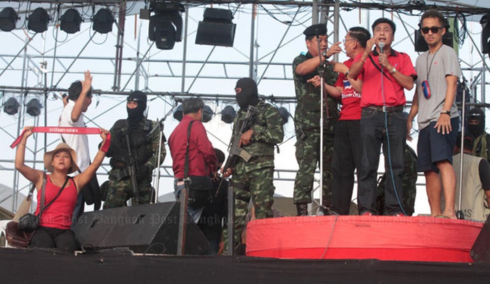 Địa điểm biểu tình của phe áo đỏ bị quân đội dọn dẹp. Ảnh: Bangkok Post