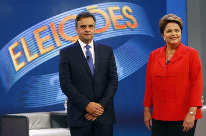 Ông Aecio Neves (trái) thất bại với số phiếu chênh lệch không nhiều. Ảnh: Reuters