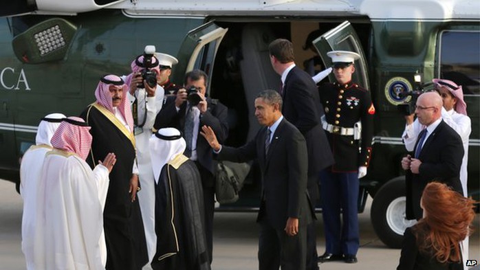 Tổng thống Mỹ Obama đến Ả Rập Saudi. Ảnh: AP