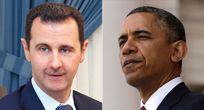 Tổng thống Mỹ Barack Obama (phải) đã gửi một thông điệp nhấn mạnh Tổng thống Bashar nên từ bỏ vị trí. Ảnh: Reuters