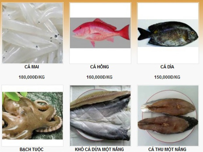 Hải sản tươi sống được bán trên mang rất phong phú chủng loại và giá cả