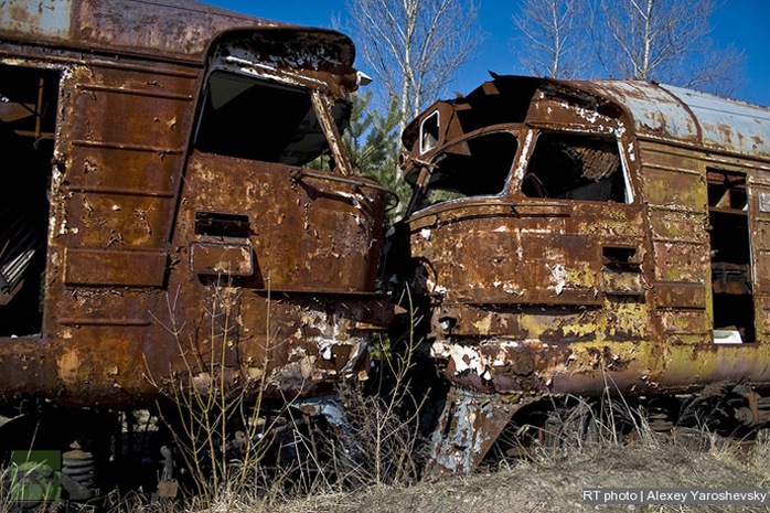 Khung cảnh hoang tàn ở Pripyat sau thảm họa hạt nhân. Ảnh: RT