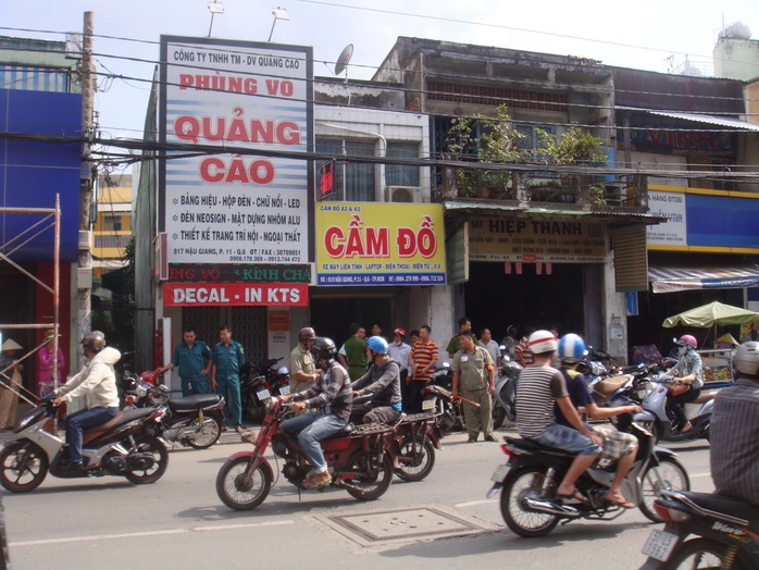 Công ty Công ty TNHH TM-DV Quảng cáo Phùng Võ ở số 817 Hậu Giang, phường 11, quận 6 – TP HCM, nơi xảy ra vụ giết người cướp xe máy vào trưa 23-9.