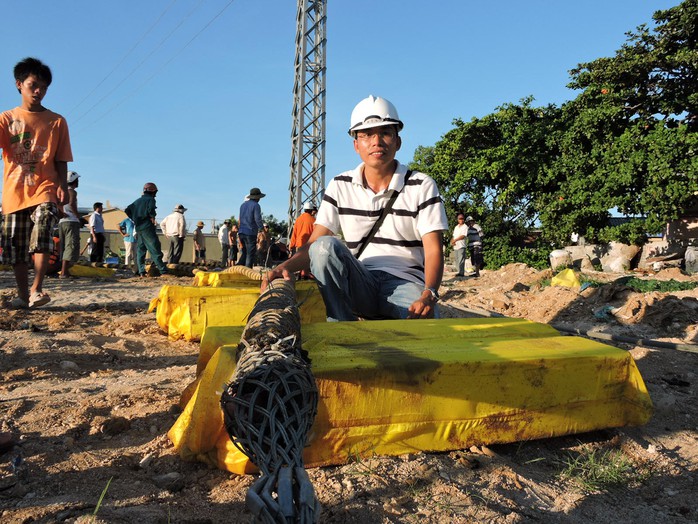 Bó cáp trụ C2 lúc chuẩn bị thi công