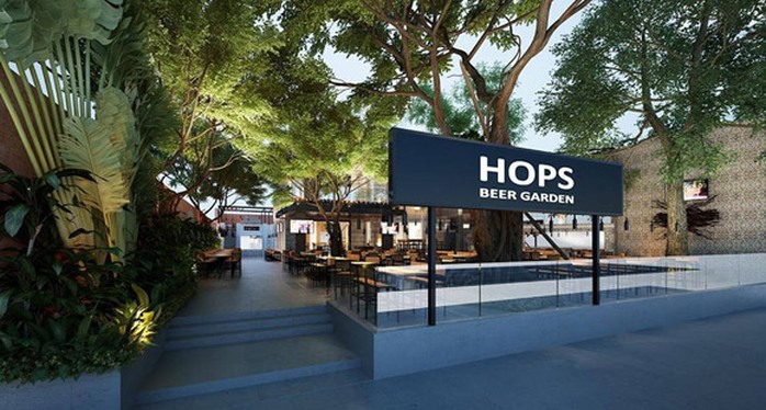 Khung cảnh bên ngoài của Hops Beer Garden Khung cảnh bên ngoài của Hops Beer Garden